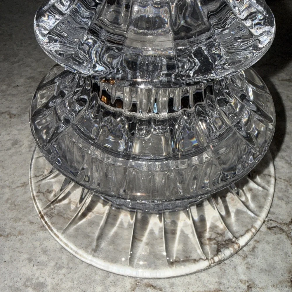 Vintage Gorham Crystal Candy Dish Holiday Traditions 3 Tier Christmas Tree Decor